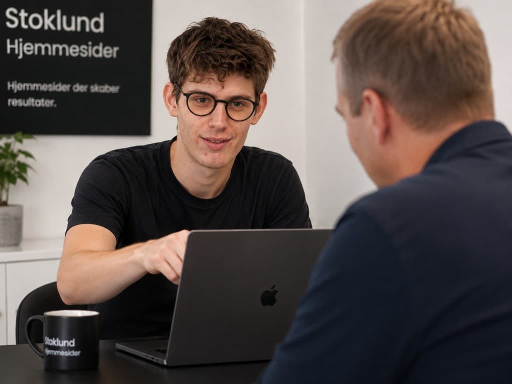 Tobias i samtale med en kunde