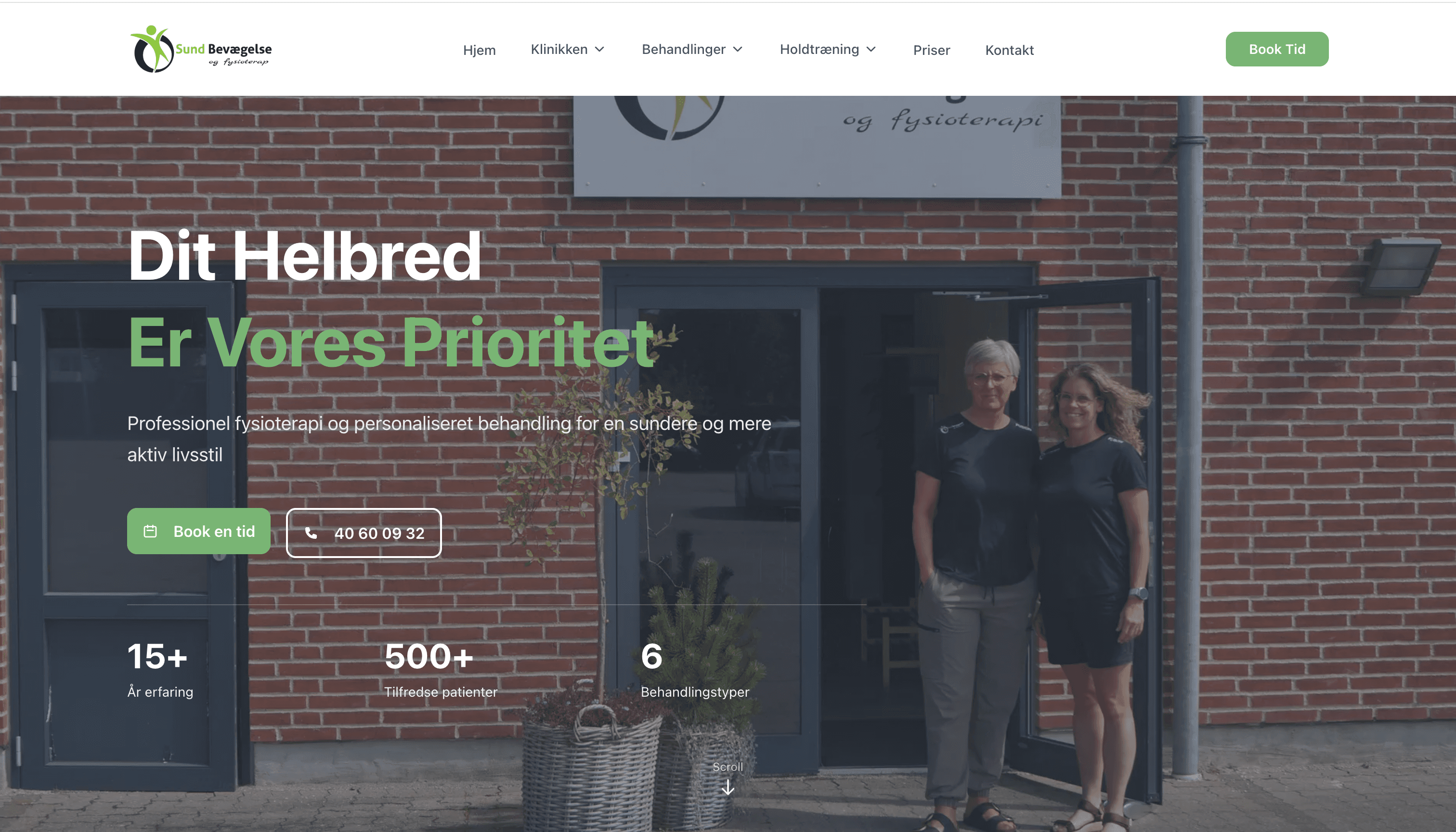 Screenshot af Sund Bevægelse & Fysioterapi hjemmeside